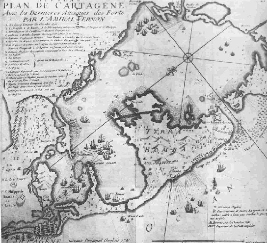 Pulse para agrandar el mapa de la bahía de Cartagena de Indias.